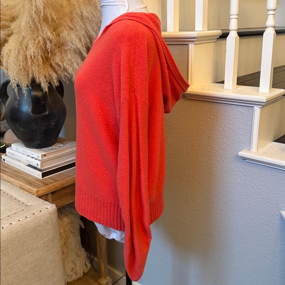 Anthropologie Moth Zurich Light Hoodie Chenille Knit Sweater Coral Size Medium - Picture 7 of 10